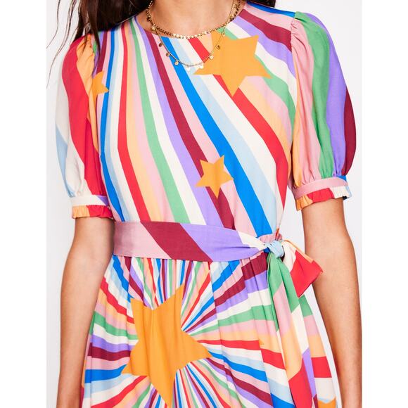 Boden Blouson Crew Neck Maxi Dress – Multi Supernova Print - Picture 3 of 9